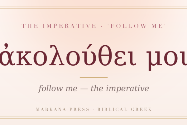 Greek imperative akolouthei moi, follow me